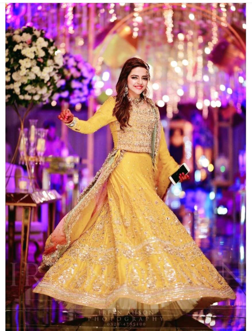 yellow bridal and formals for mehndi in pakistan wedding – Ayesha
