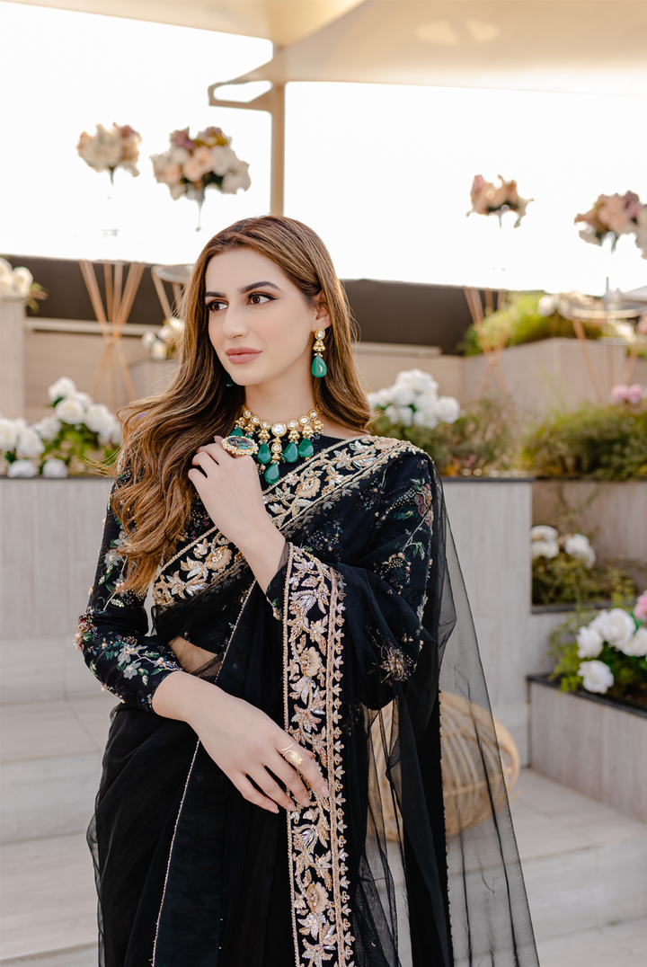 Saree collection-black-best style-ayesha and usman
