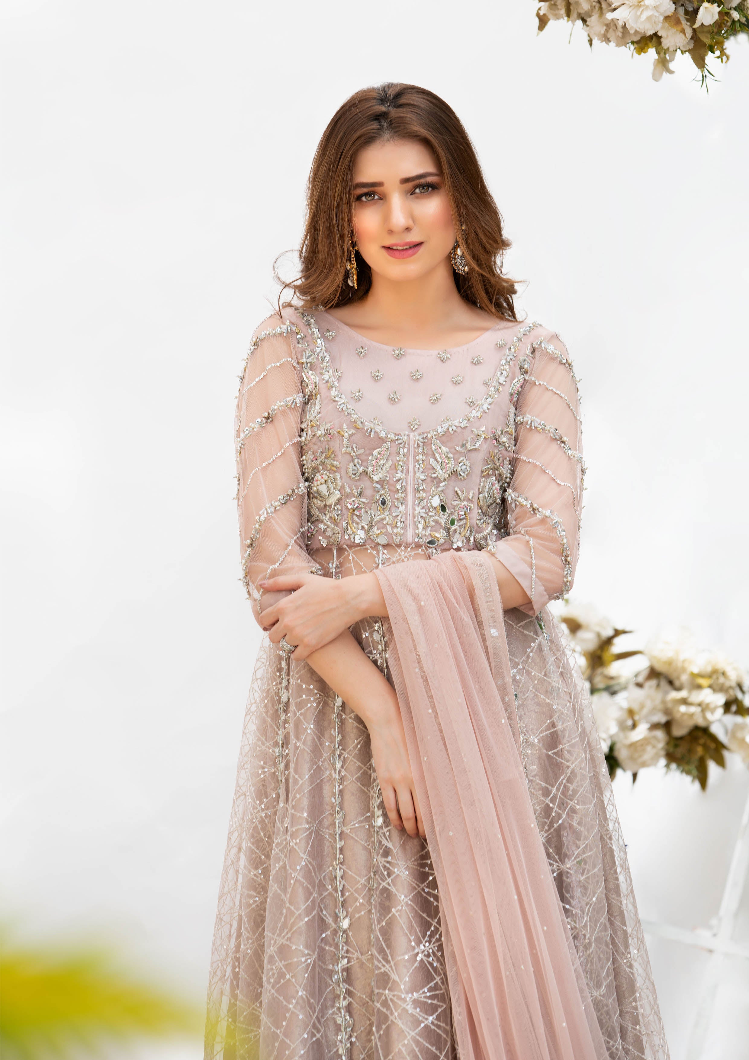 Pink and silver pakistani wedding outlet dresses