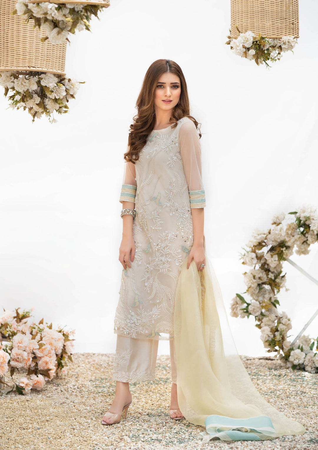 Off-white dress-pakistani wedding
